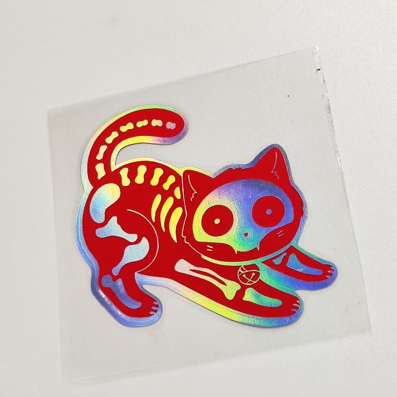 Holo Skeleton Cat Vinyl Sticker