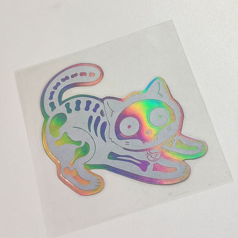 Holo Skeleton Cat Vinyl Sticker