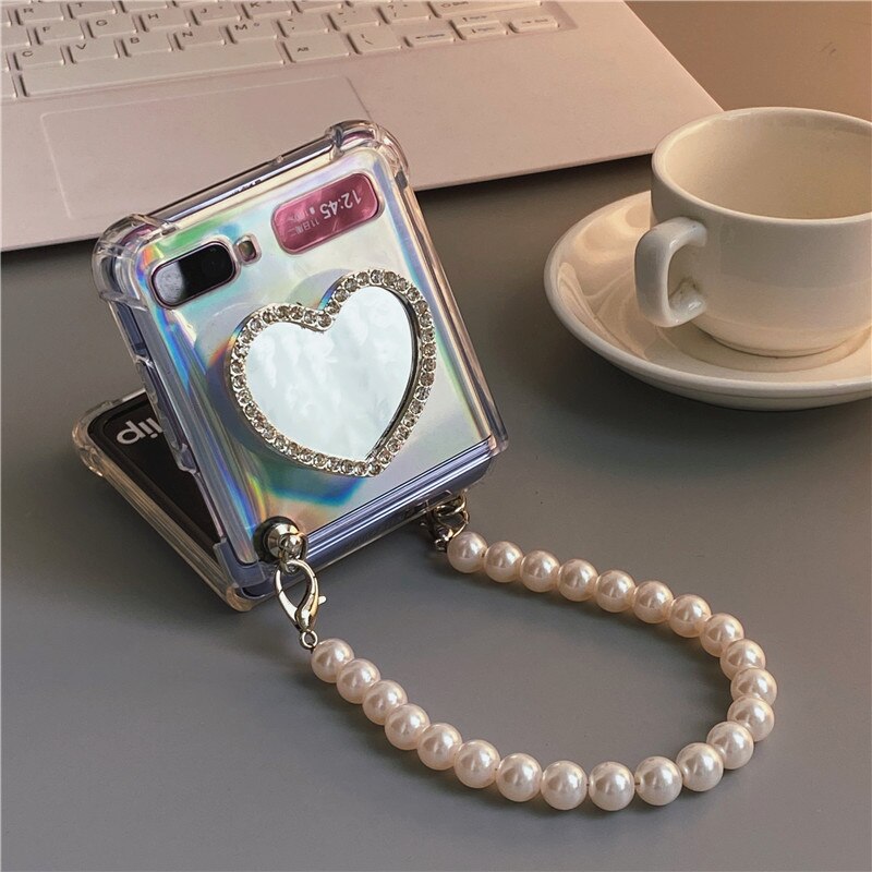 Holo Love Heart Pearl Galaxy Z Flip Case