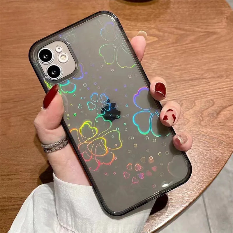 Holo Flower & Hearts iPhone Case