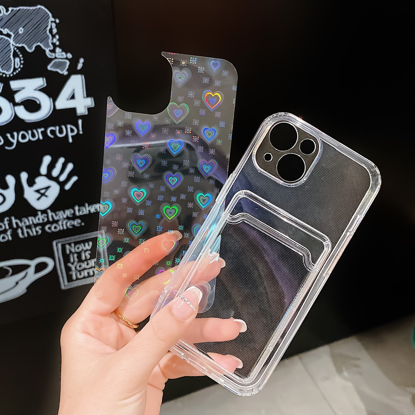 Holo Heart+Card Holder iPhone Cover