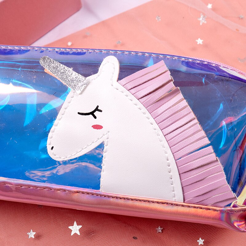 Iridescent Transparent Unicorn Pencil Case