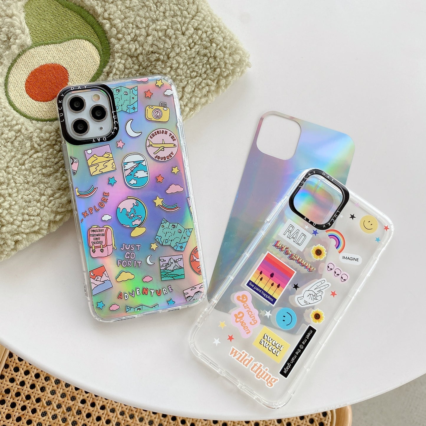 Holo Rainbow Doodle iPhone Case