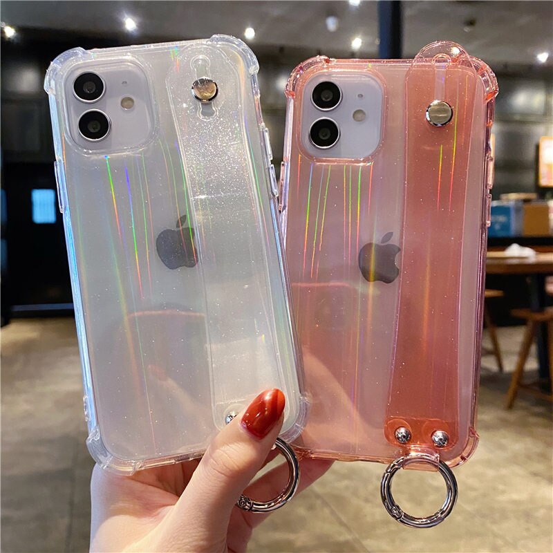 Glitter Wrist Strap Holo Case For iPhones