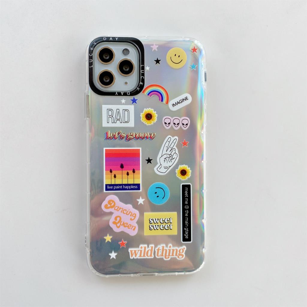 Holo Rainbow Doodle iPhone Case