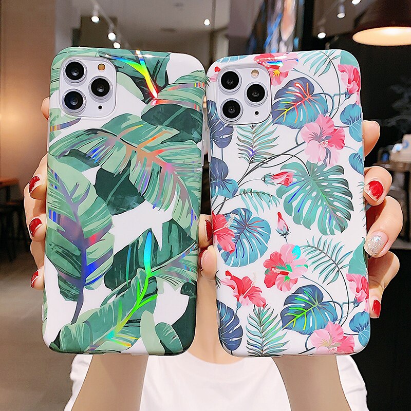 Holo Banana Leaf Flower iPhone Case