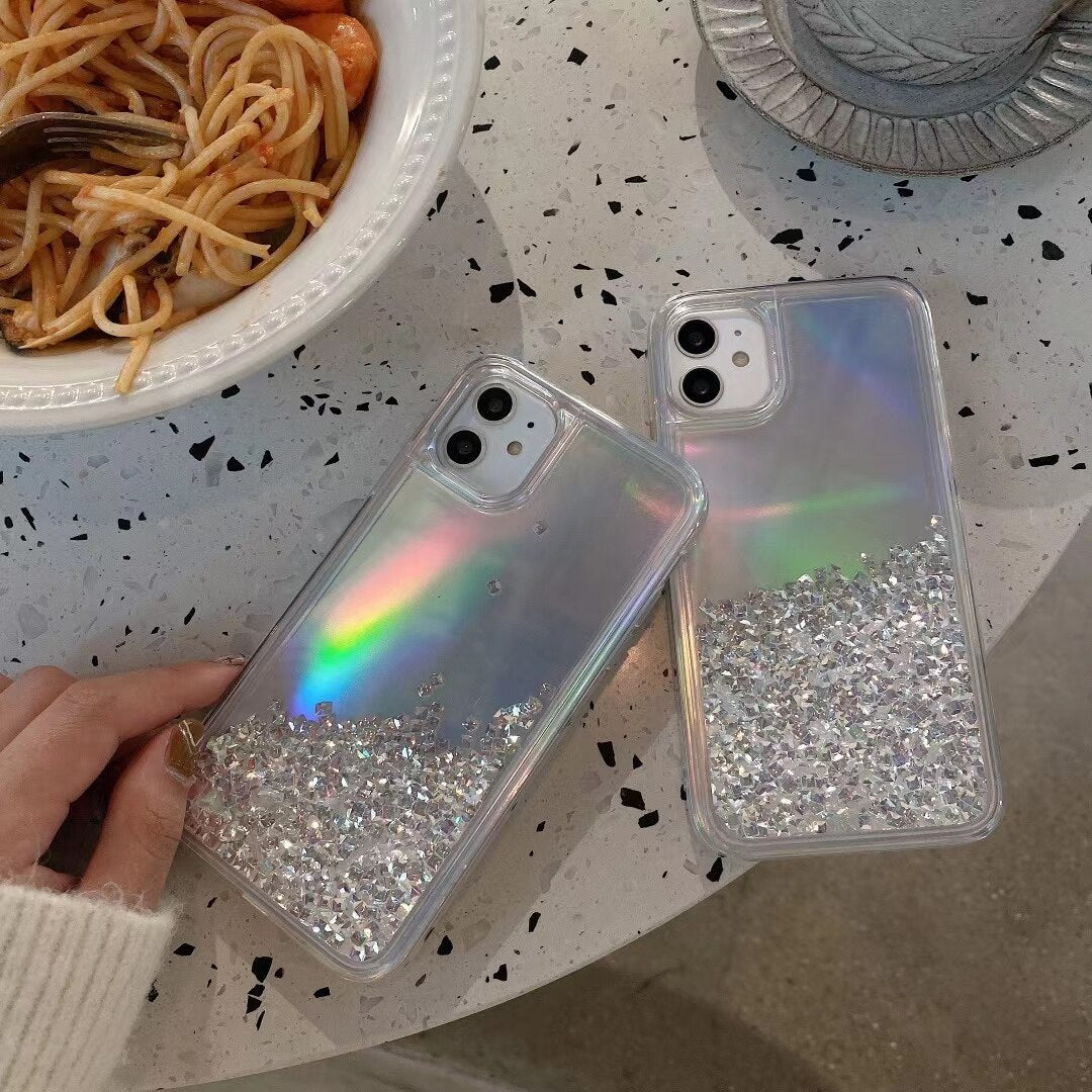 Holo Rhinestone Quicksand iPhone Case