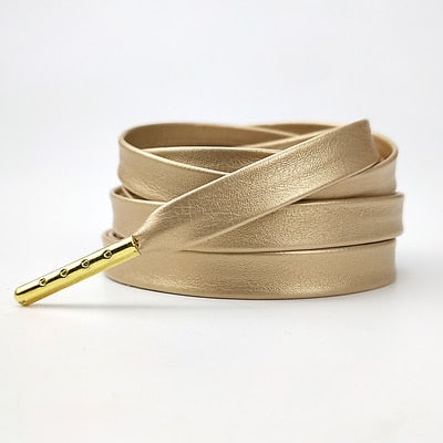 Holo Microfiber Soft Leather Silver / Gold Shoelaces