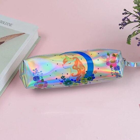 Holographic Pencil Case: Cute Unicorn