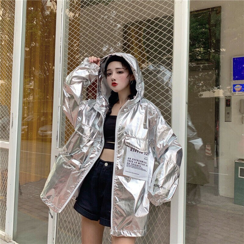 Holographic Neon Hooded Street Jacket