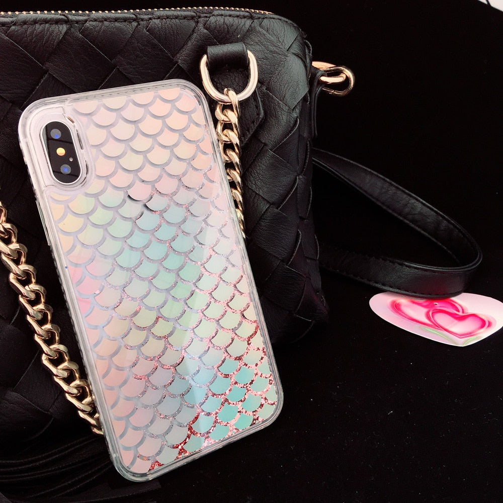 Holo Liquid Quicksand Mermaid Scales iPhone Case