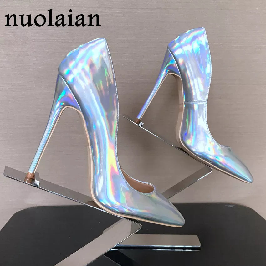 Holo Pointed Toe High Heels