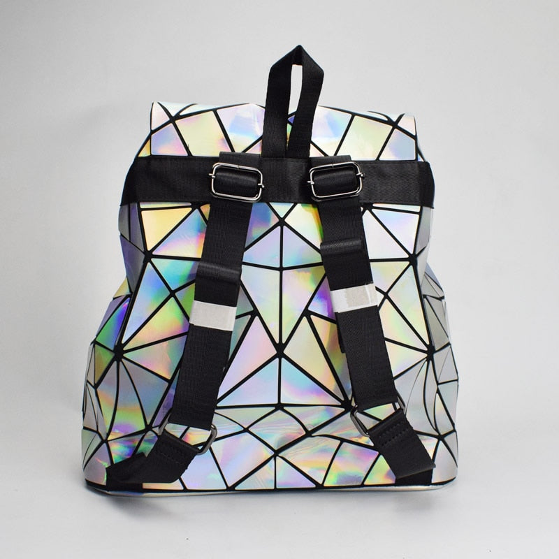 Drawstring  Geometric Holo Backpacks