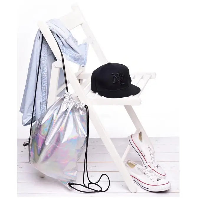 Holographic Drawstring Bag Small Sackpack