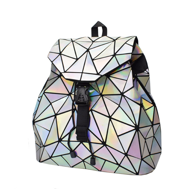 Drawstring  Geometric Holo Backpacks