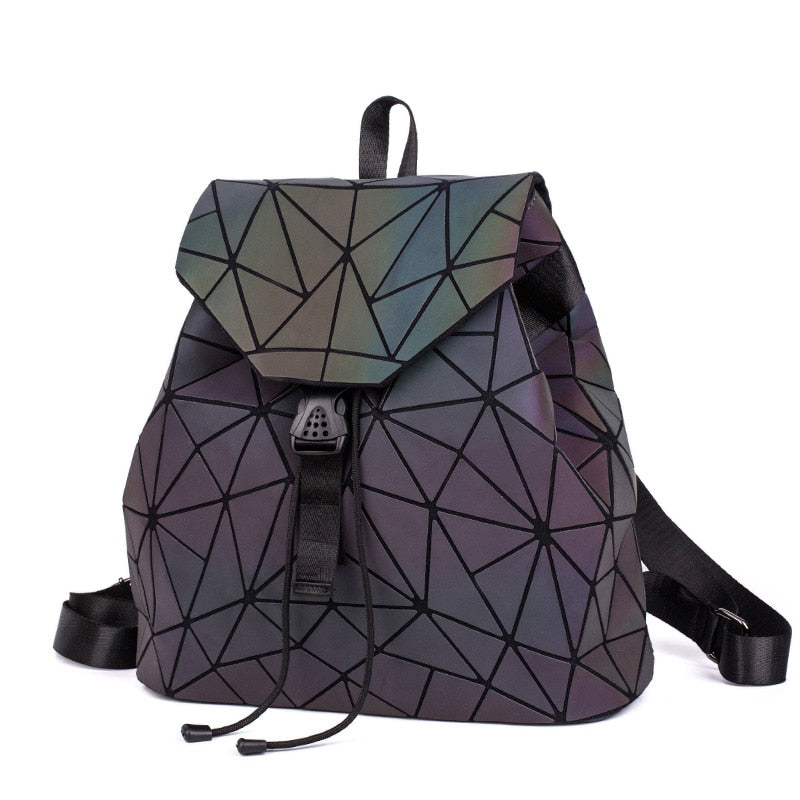 Drawstring  Geometric Holo Backpacks