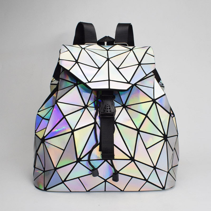 Drawstring  Geometric Holo Backpacks