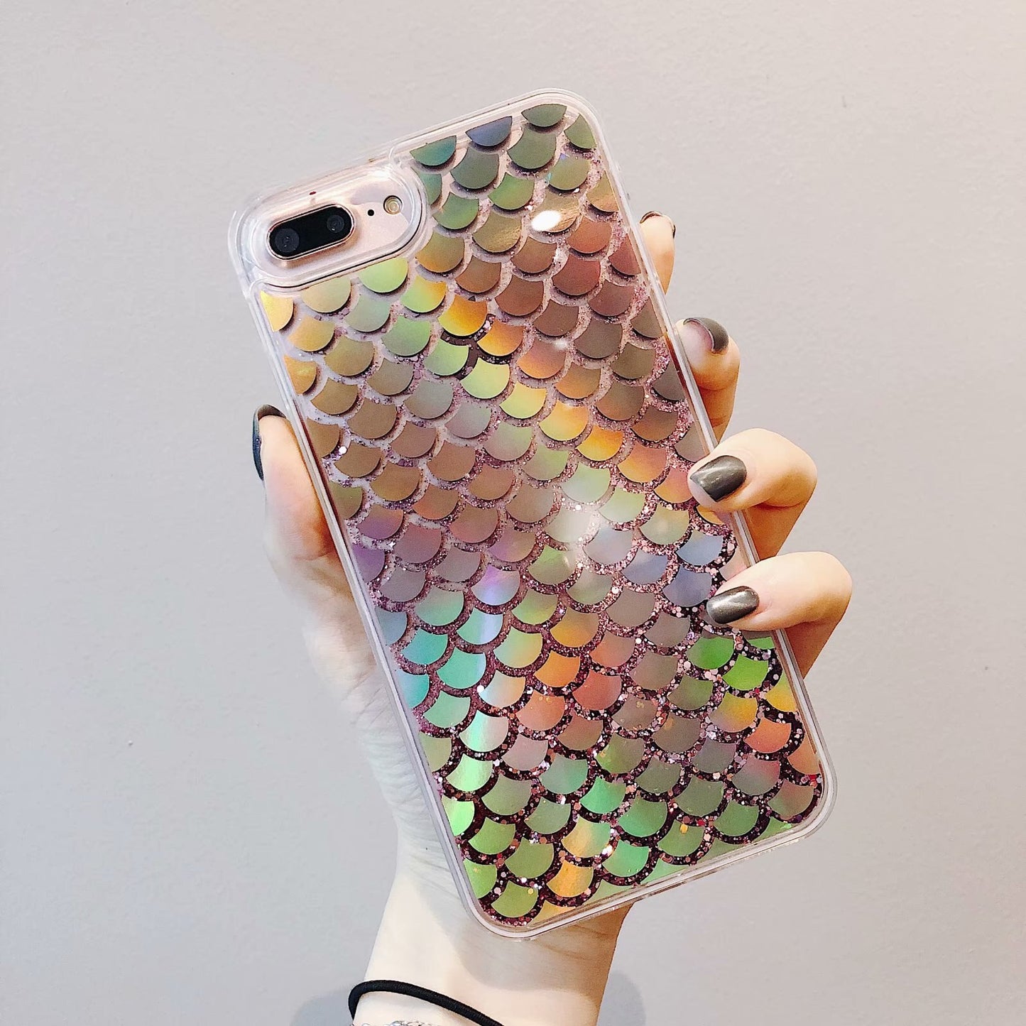 Holo Liquid Quicksand Mermaid Scales iPhone Case