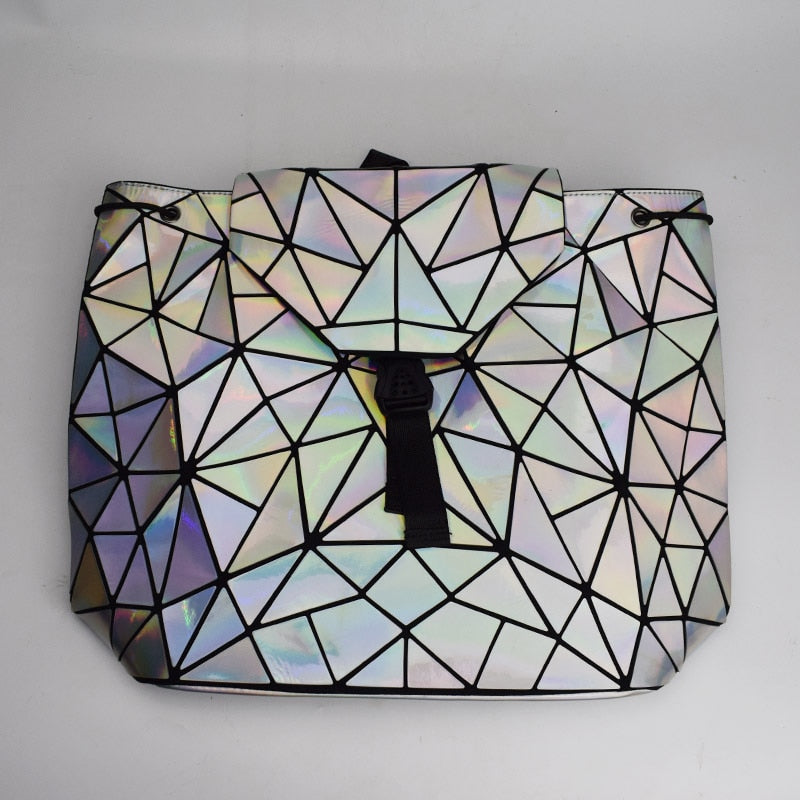 Drawstring  Geometric Holo Backpacks