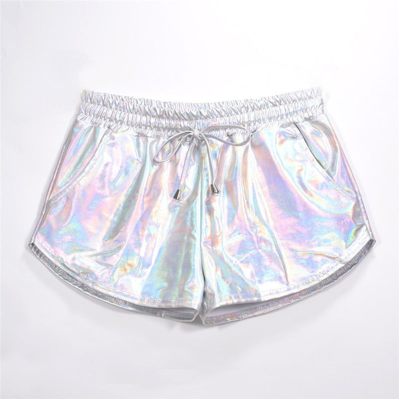 Holo Elastic Drawstring Booty Shorts