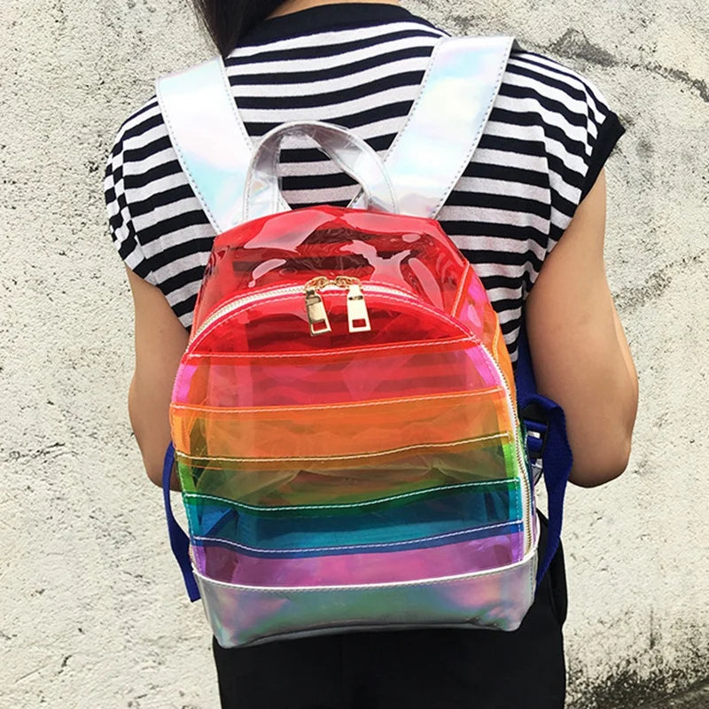 Holo Stripes Transparent Backpack