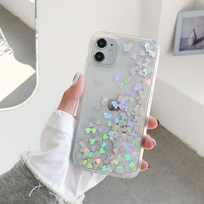 Holo Heart Liquid iPhone Case