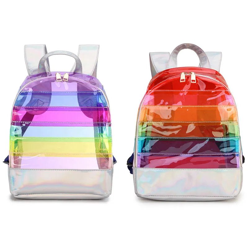 Holo Stripes Transparent Backpack