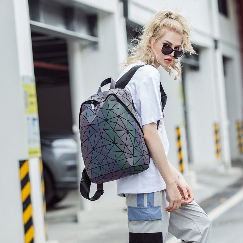 Luminous Holo Geometric Backpack