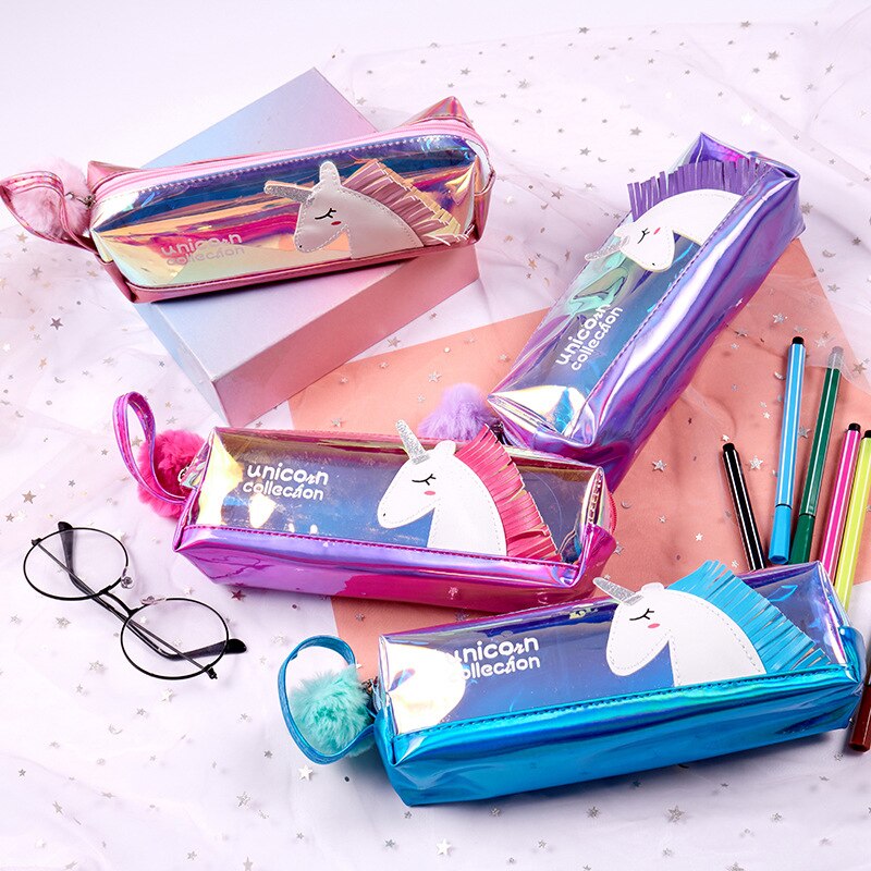 Iridescent Transparent Unicorn Pencil Case