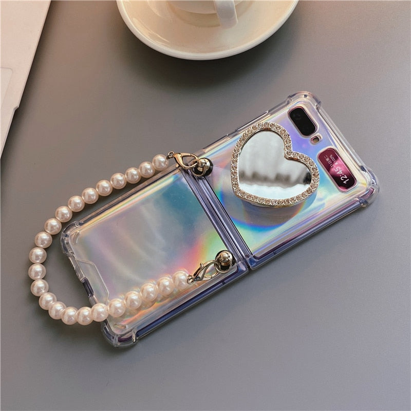 Holo Love Heart Pearl Galaxy Z Flip Case