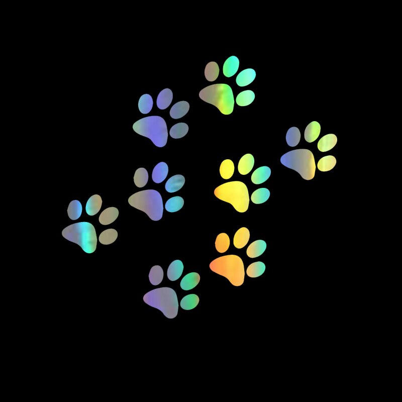 Holographic Cat and Dog Paw Print Stickers