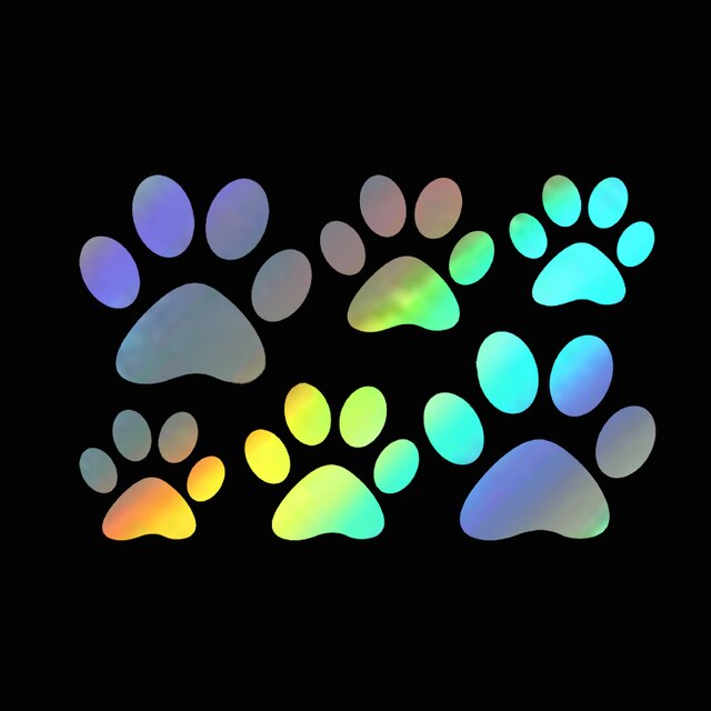 Holographic Cat and Dog Paw Print Stickers