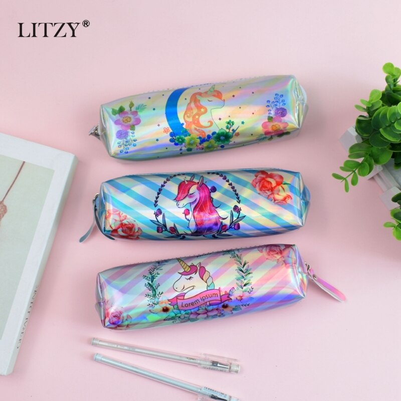 Holographic Pencil Case: Cute Unicorn