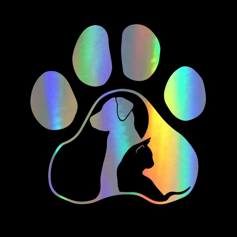 Holographic Cat and Dog Paw Print Stickers