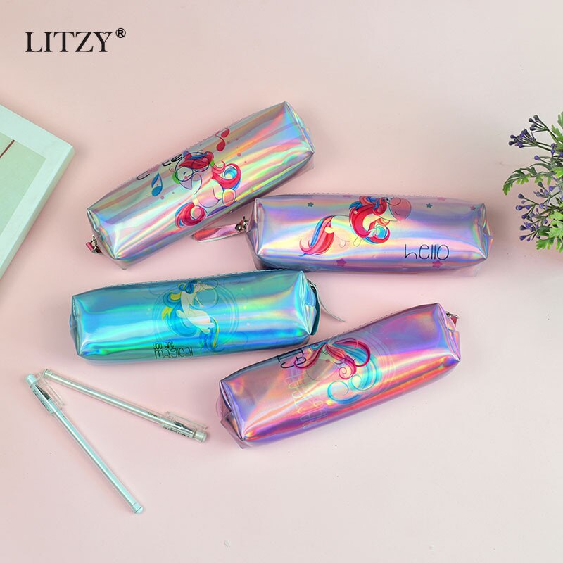 Holographic Pencil Case: Cute Unicorn