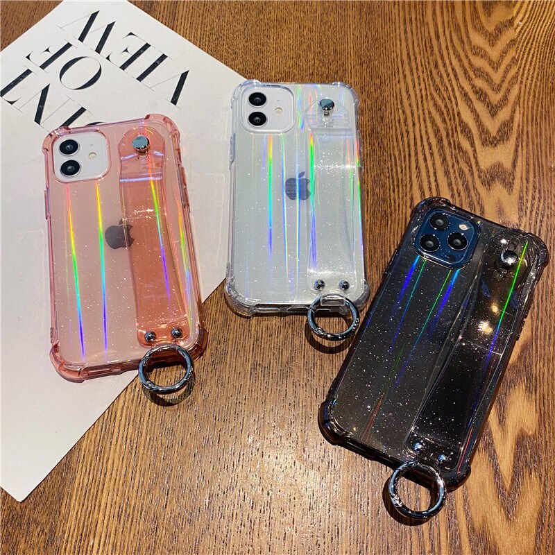 Glitter Wrist Strap Holo Case For iPhones