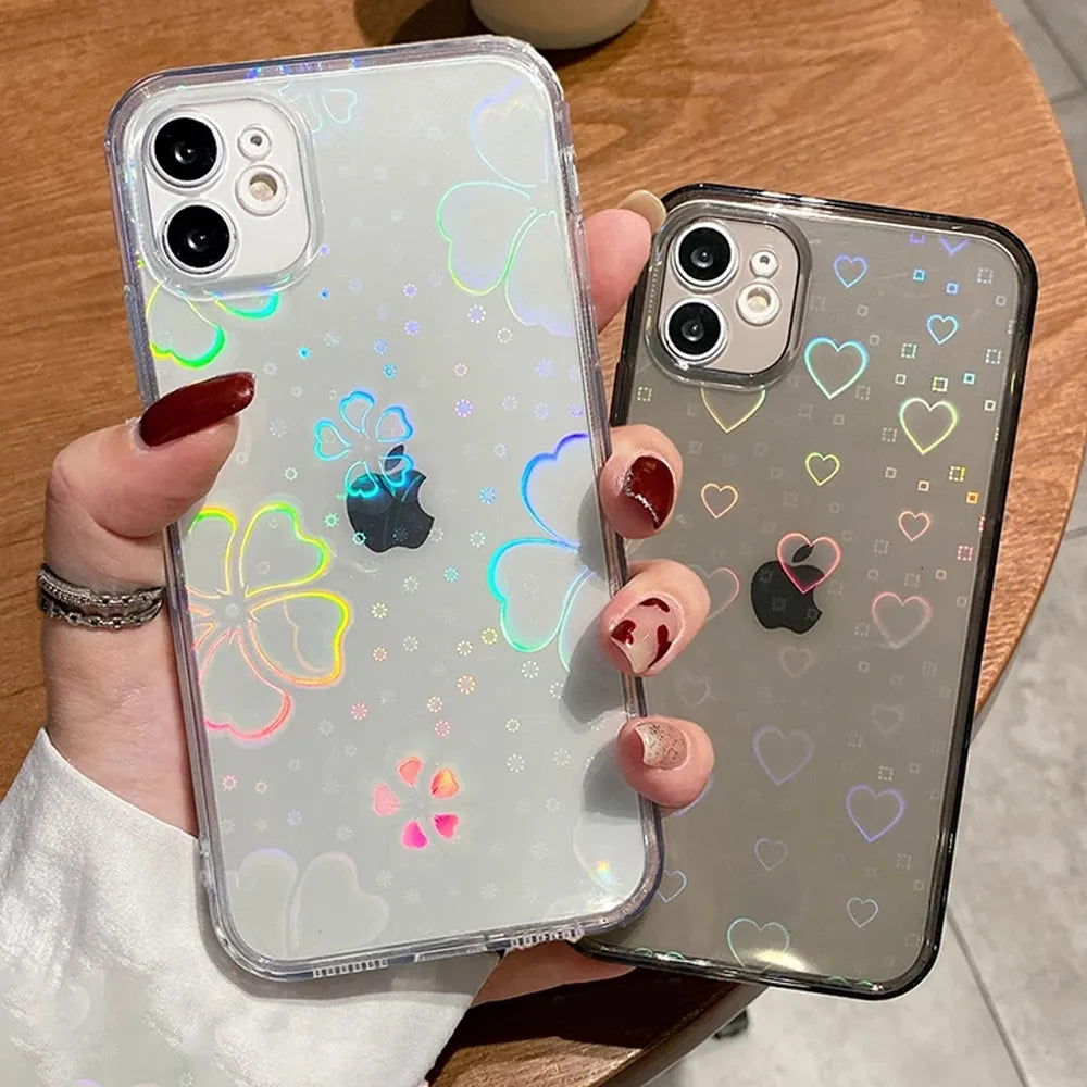 Holo Flower & Hearts iPhone Case