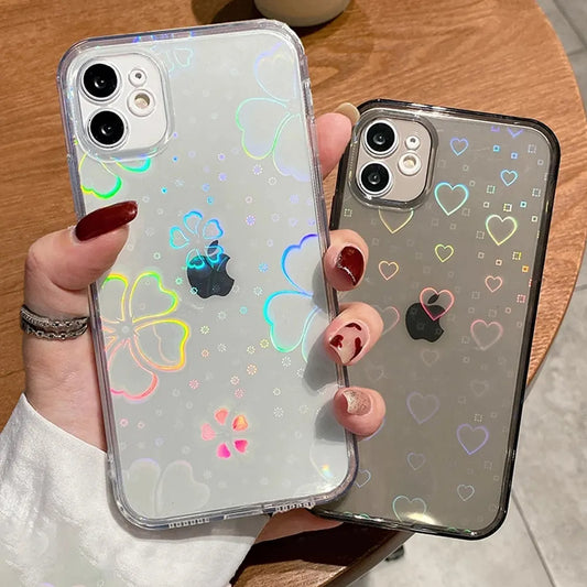 Holo Flower & Hearts iPhone Case