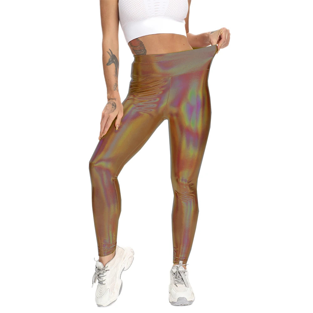 Shiny Holo Stretchy High Waist Leggings