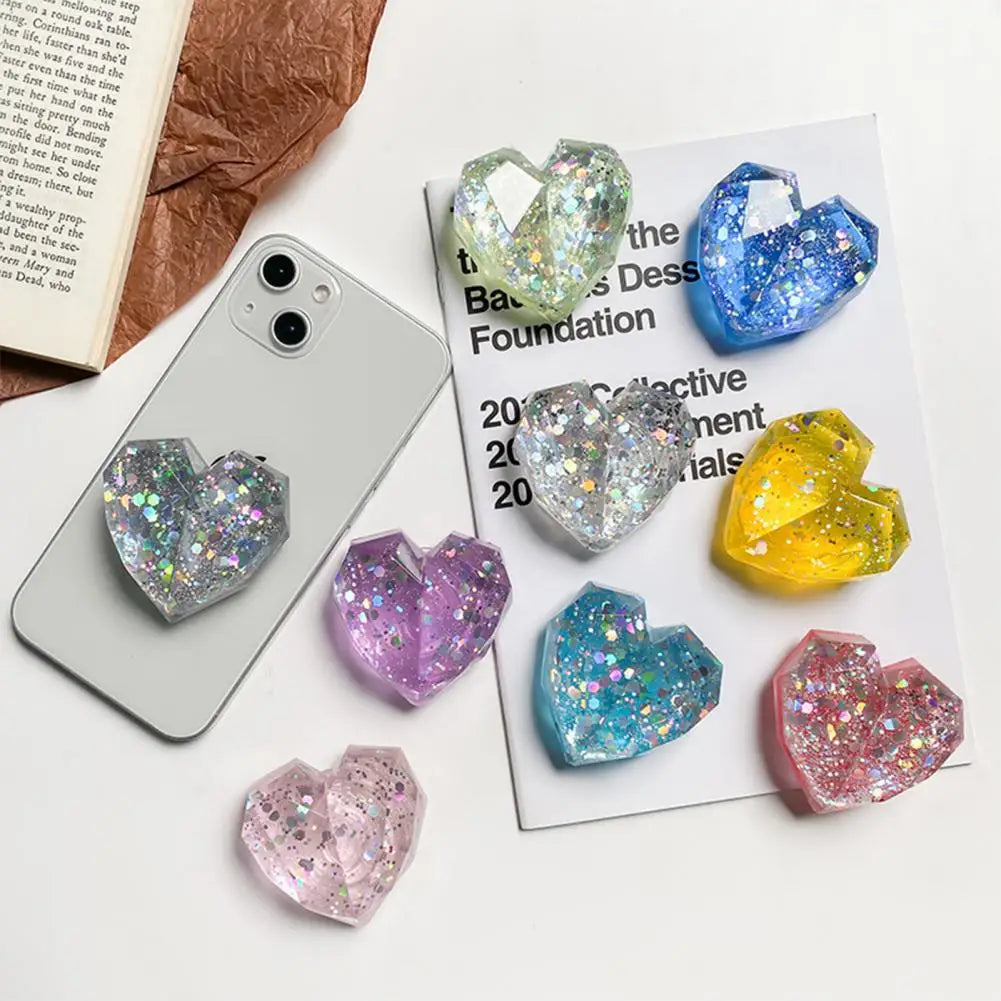 Cute Epoxy Holo Love Heart Phone Grip