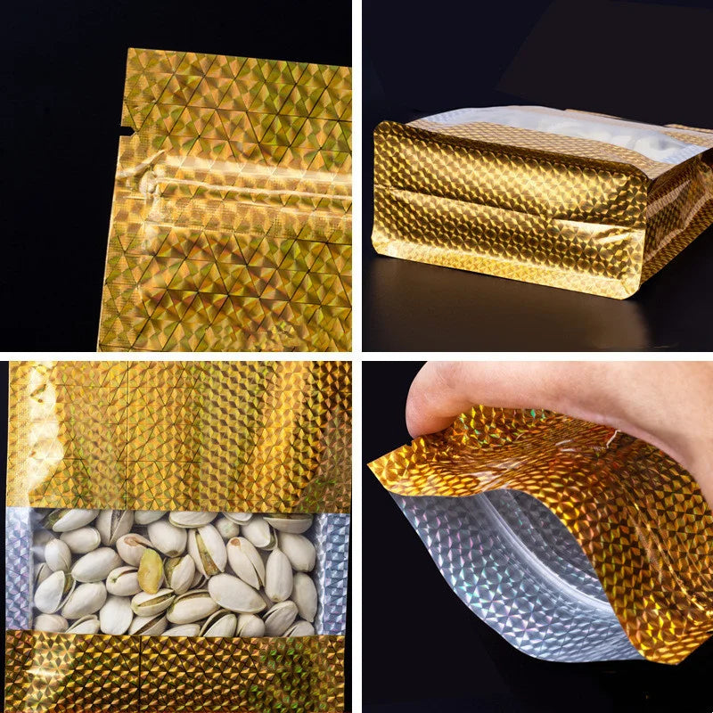 Golden Holo Aluminum Foil Ziplock Bags