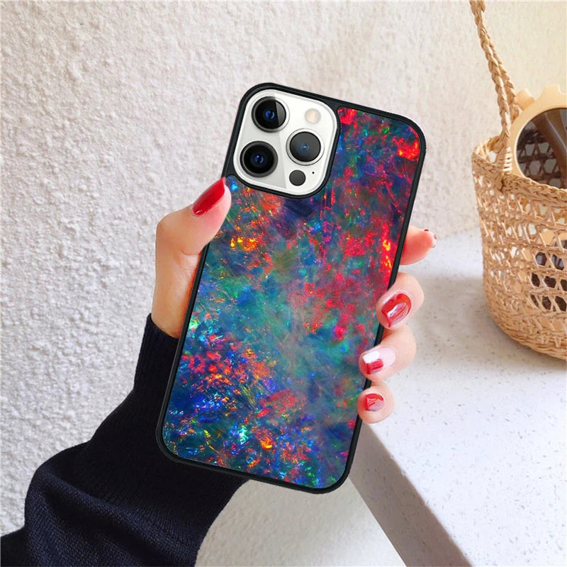 Geode opal iridescent marble Phone Case