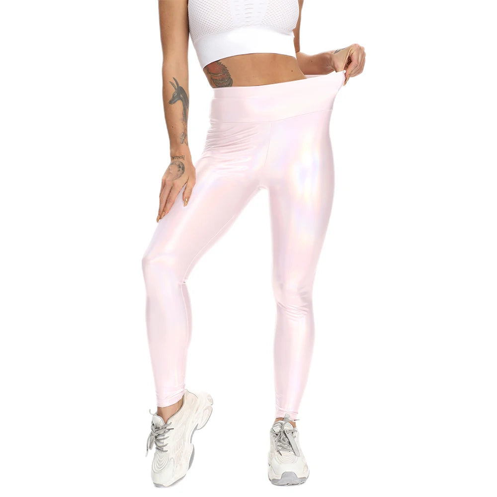 Shiny Holo Stretchy High Waist Leggings