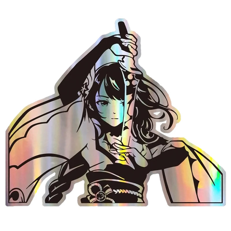 Genshin Impact Beelzebul Raiden Shogun Ei Sexy Girl Game Stationery Sticker Reflective Laser Decals Toys School Supplies