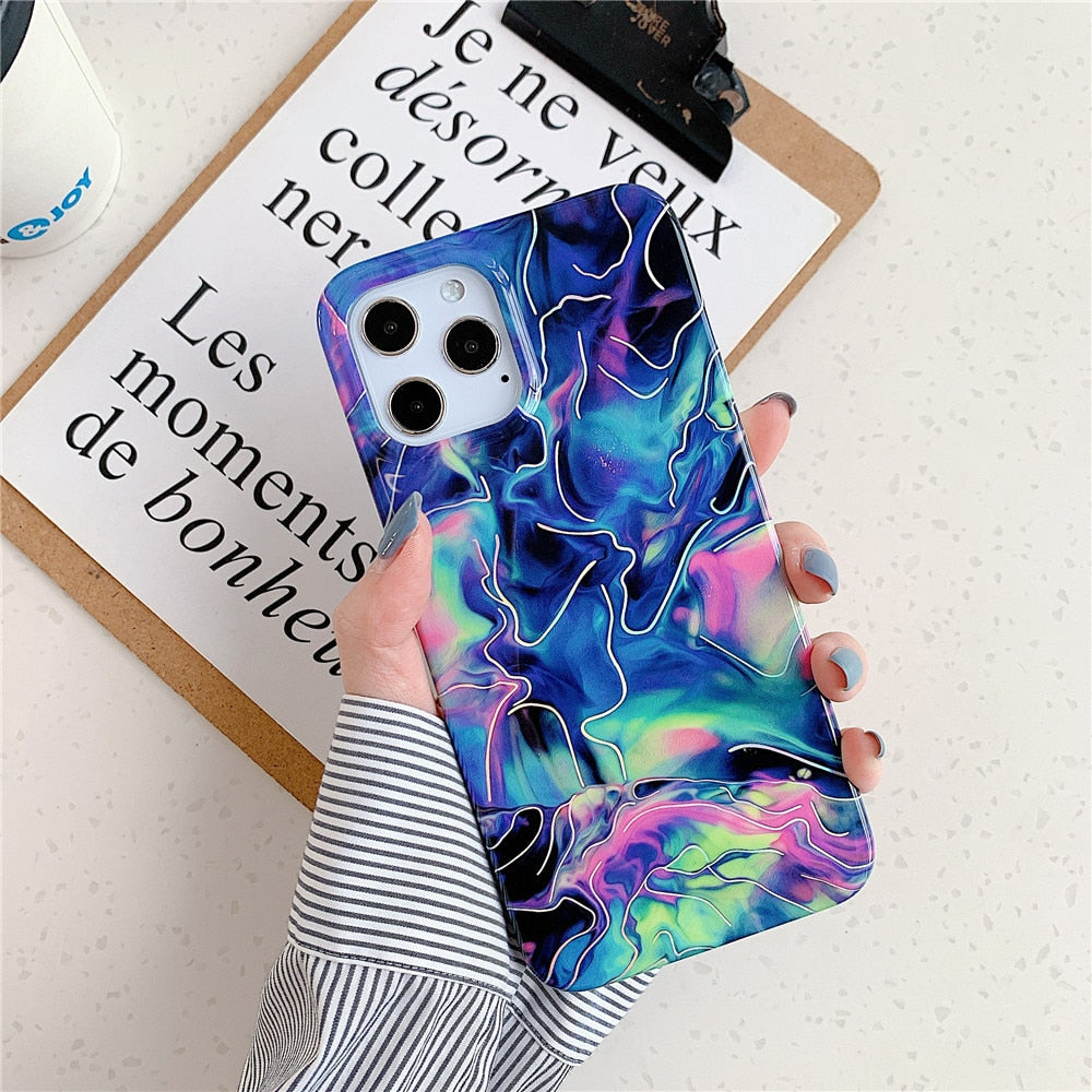 Holo Marble Case Soft Silicone iPhone Case