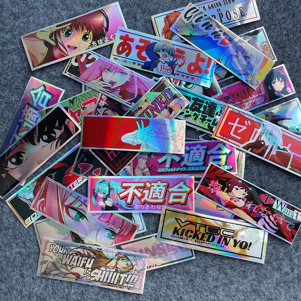 4Pcs JDM Anime Stickers Holo Decal