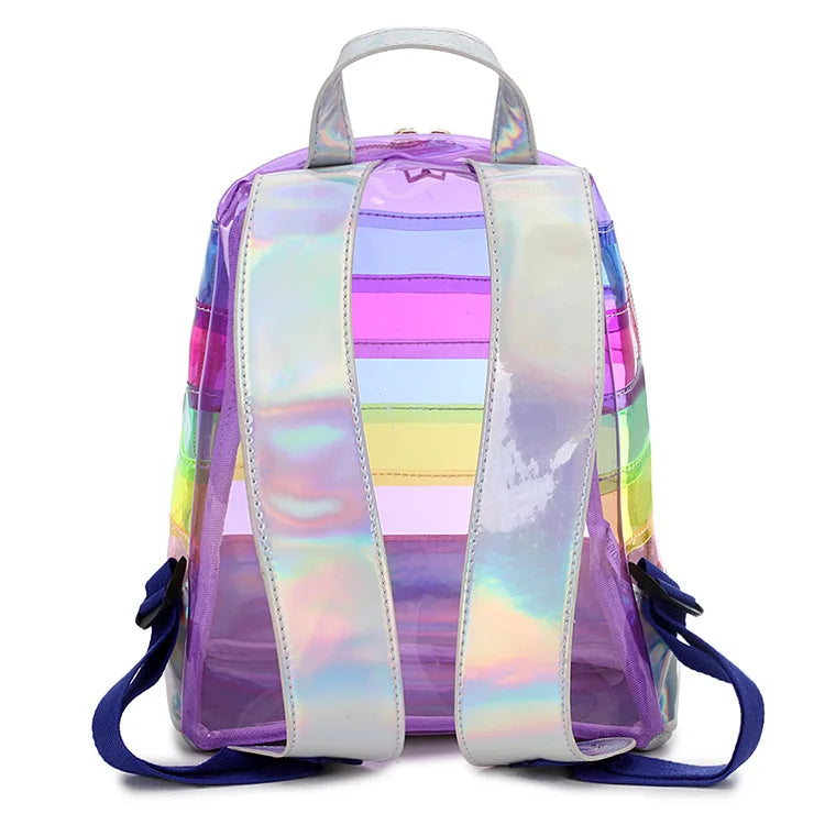 Clear Backpack Rainbow Stripe Bags