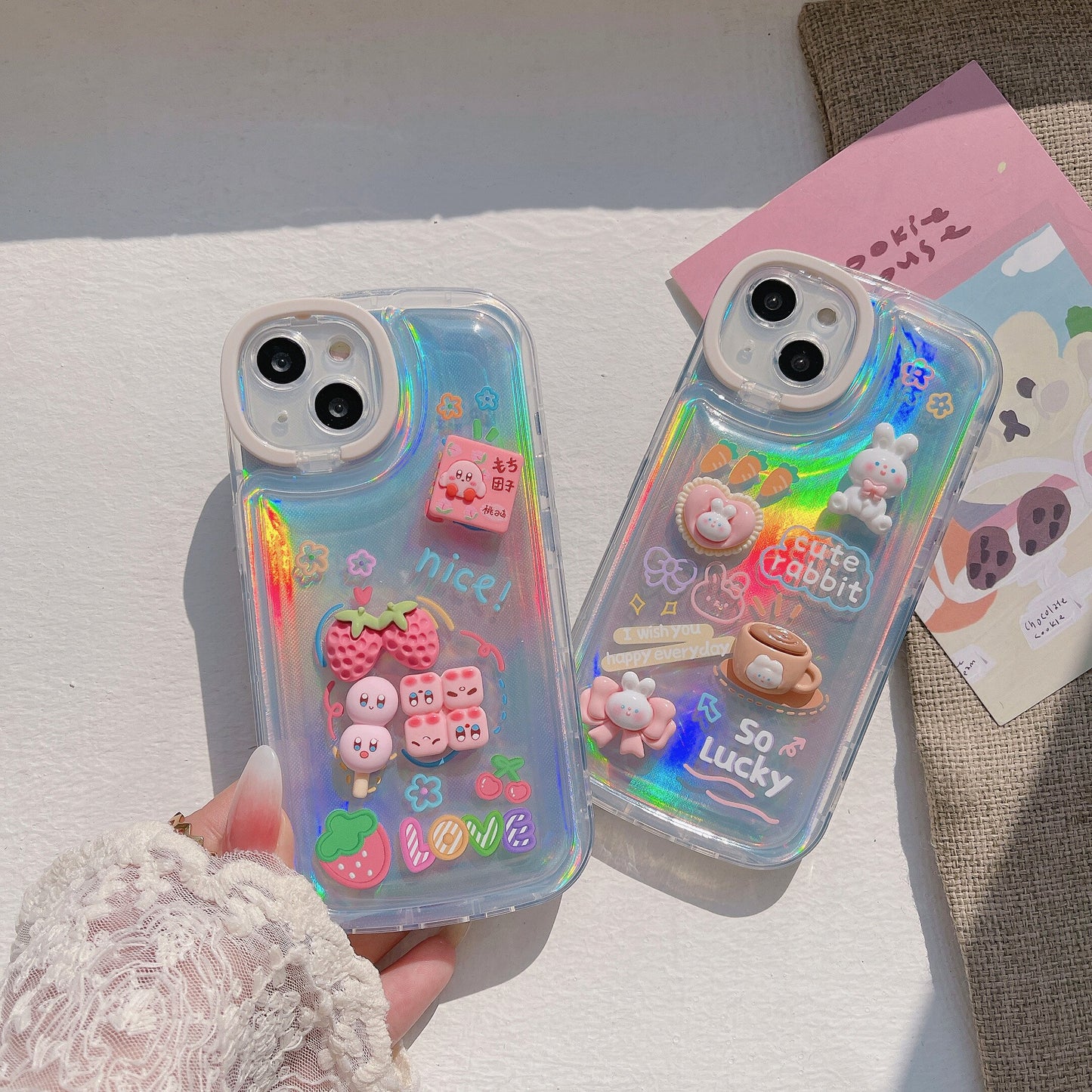 Holo 3D Kirbys kawaii iPhone Case