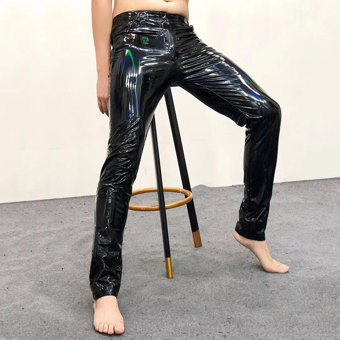 Holo Tight Elastic PU Leather Pants