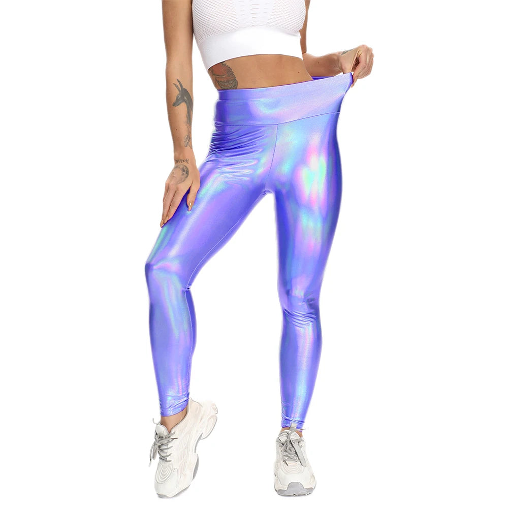 Shiny Holo Stretchy High Waist Leggings